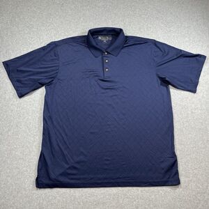 Pebble Beach Performance Golf Polo Shirt Mens XL Blue Short Sleeve Geometric